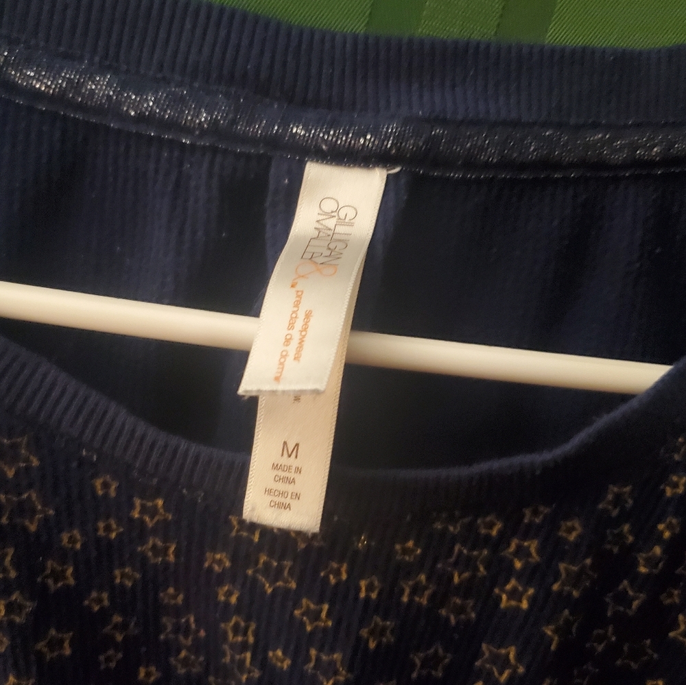 Medium Blue and White Long Sleeve Shirt Top